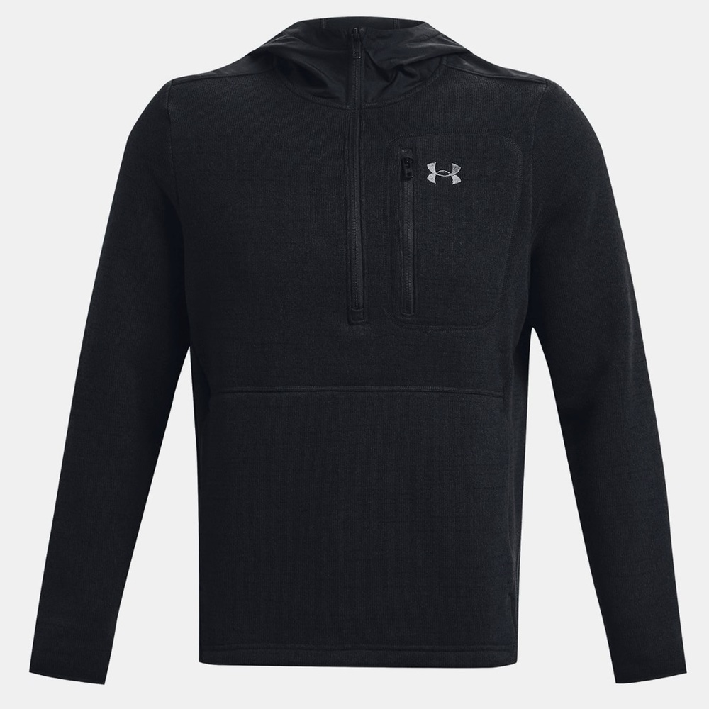 NEW Men’s Under Armour Specialist Grid Fleece Quarter-Zip Hoodie Black, Small